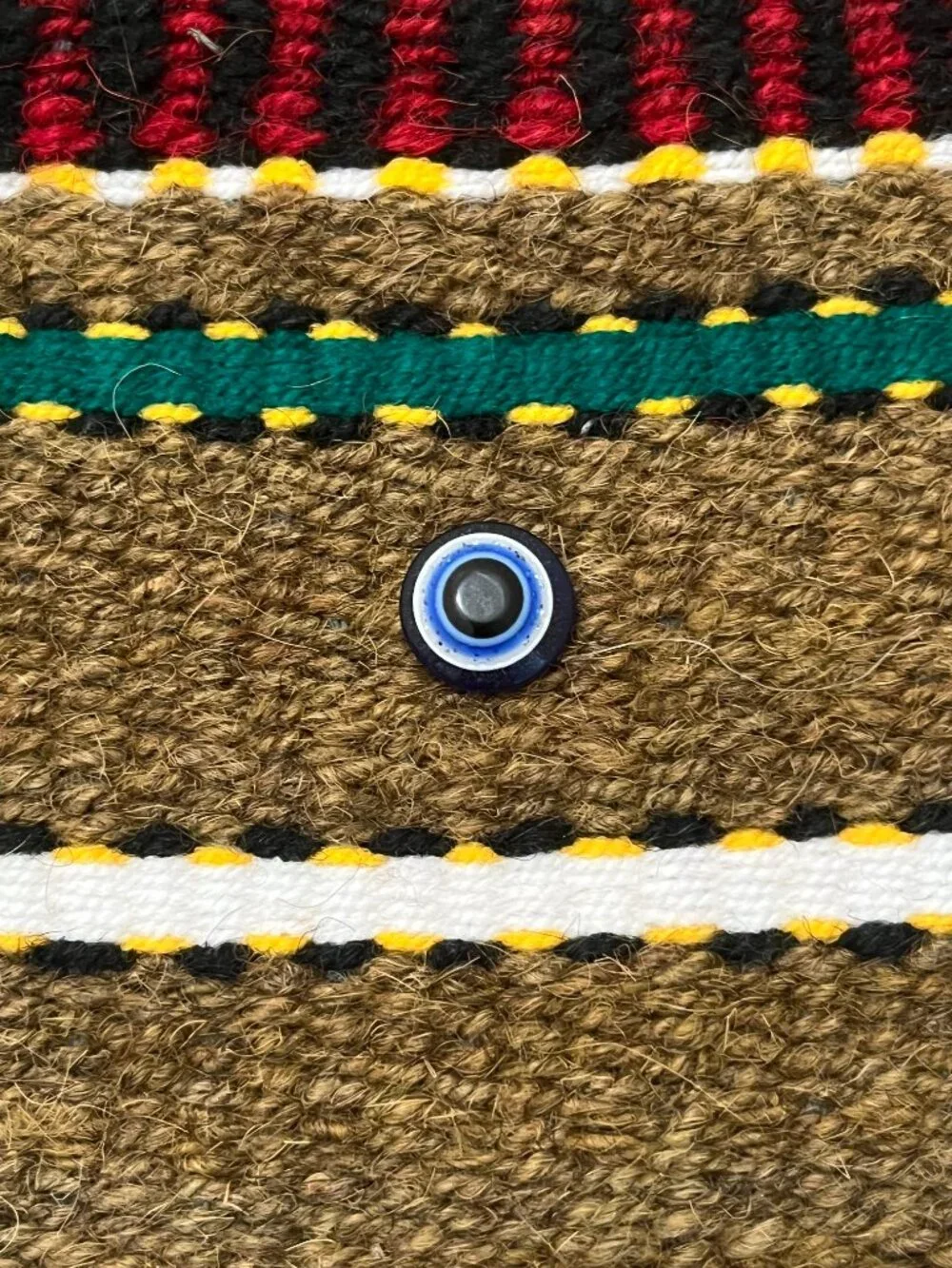 NWOT Children's Striped Woven Wool Purse Bag from Tibet w/ Evil Eye Charm